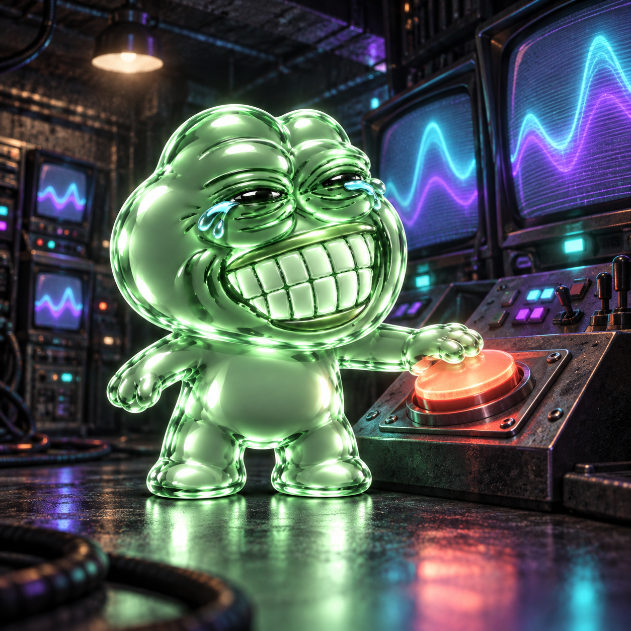 Pons Pepe in a retro underground launch arcade