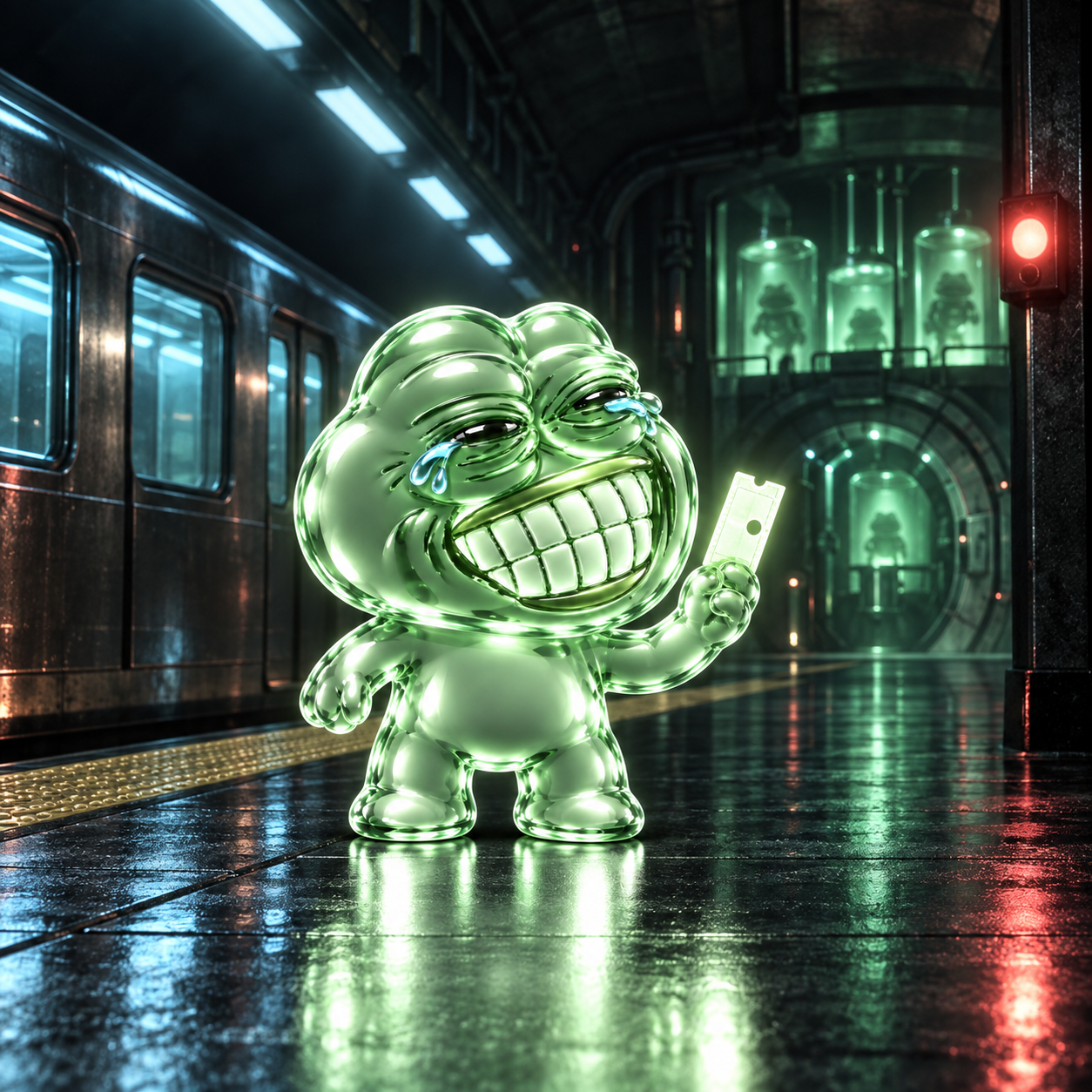 Pons Pepe arriving at a secret underground metro platform